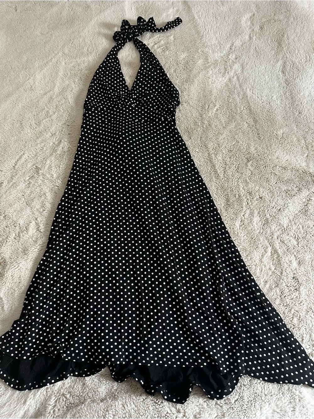 Papillon Blanc Black and White Polka Dot Halter Maxi Dress